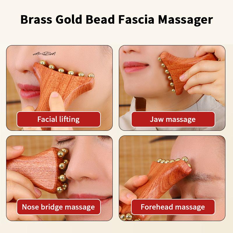 Brass Gold Bead Gua Sha Facial Massage Tool Cheek Lifting Relaxation Lymphatic Drainage Beauty Massager for Trigger Point