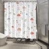 Whimsical Mushroom & Plant Shower Curtain - Watercolor Nature Design, White Background, Machine Washable, Bathroom Decor