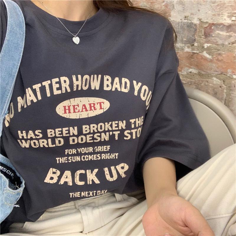 2025 tricou casual supradimensionat de vară Tricouri vintage cu mânecă scurtă pentru femei harajuku imprimeu cu litere, topuri y2k, îmbrăcăminte hip hop