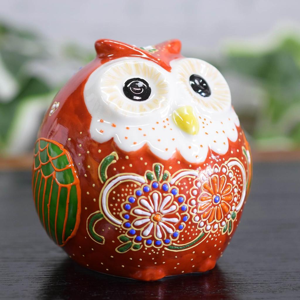 Waza no Kura Stylish Owl Figurine, Kutani Ware, Reddish-Brown Ceramic, Lucky Charm Owl, High-End Brand Interior Decor Object, Perfect for 60th, 70th,