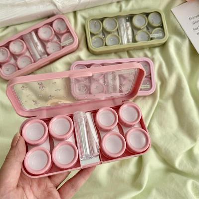 Süße Tulpenblume Kontaktlinsen-Aufbewahrungsbox Tragbarer Kontaktlinsenhalter Organizer Kunststoff Kontaktlinsen-Set Kit Werkzeug Reise-Geschenk
