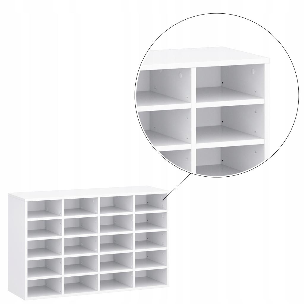 Shoe Cabinet for 20 Pairs, White, 104x65x33