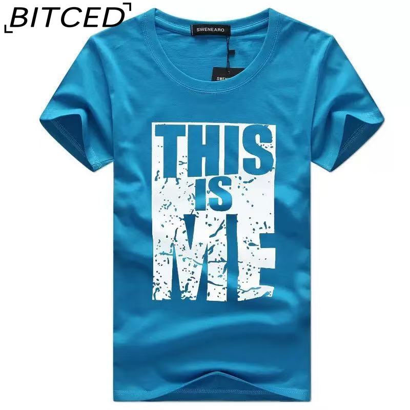 BITCED Bavlněné tričko s krátkým rukávem Pánská móda Košile s volným polovičním rukávem Košile s potiskem