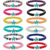12pcs Friendship Bracelets Beaded Bracelets Heishi Bracelet Cute Bracelets Stack Vinyl Clay Disc Bead Surfer Stretch Summer Beach Bracelets For Women