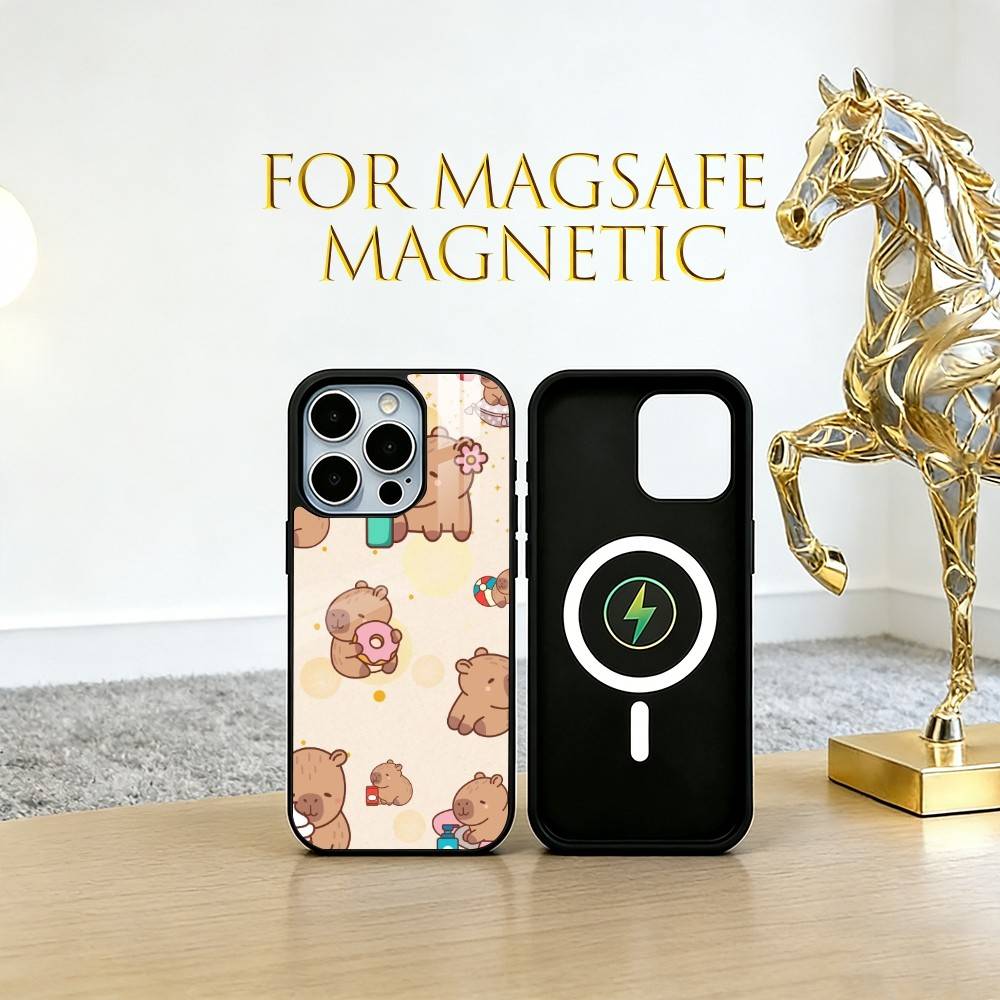 

Capybara Illustration Phone Case For iPhone17,16,15,14,13,12,11 Plus,Pro Magnetic with Magsafe Wireless Charging iPhone12Pro