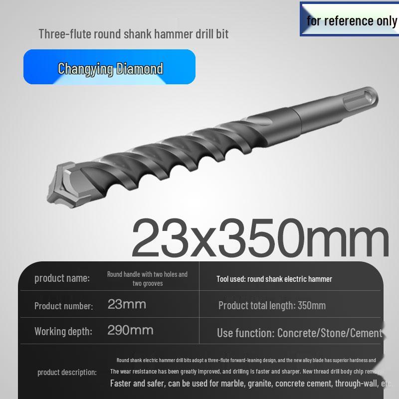 Three-Flute Round & Square Shank Drill Bit for Concrete, Cement, Rebar, Stone, Granite, Marble.