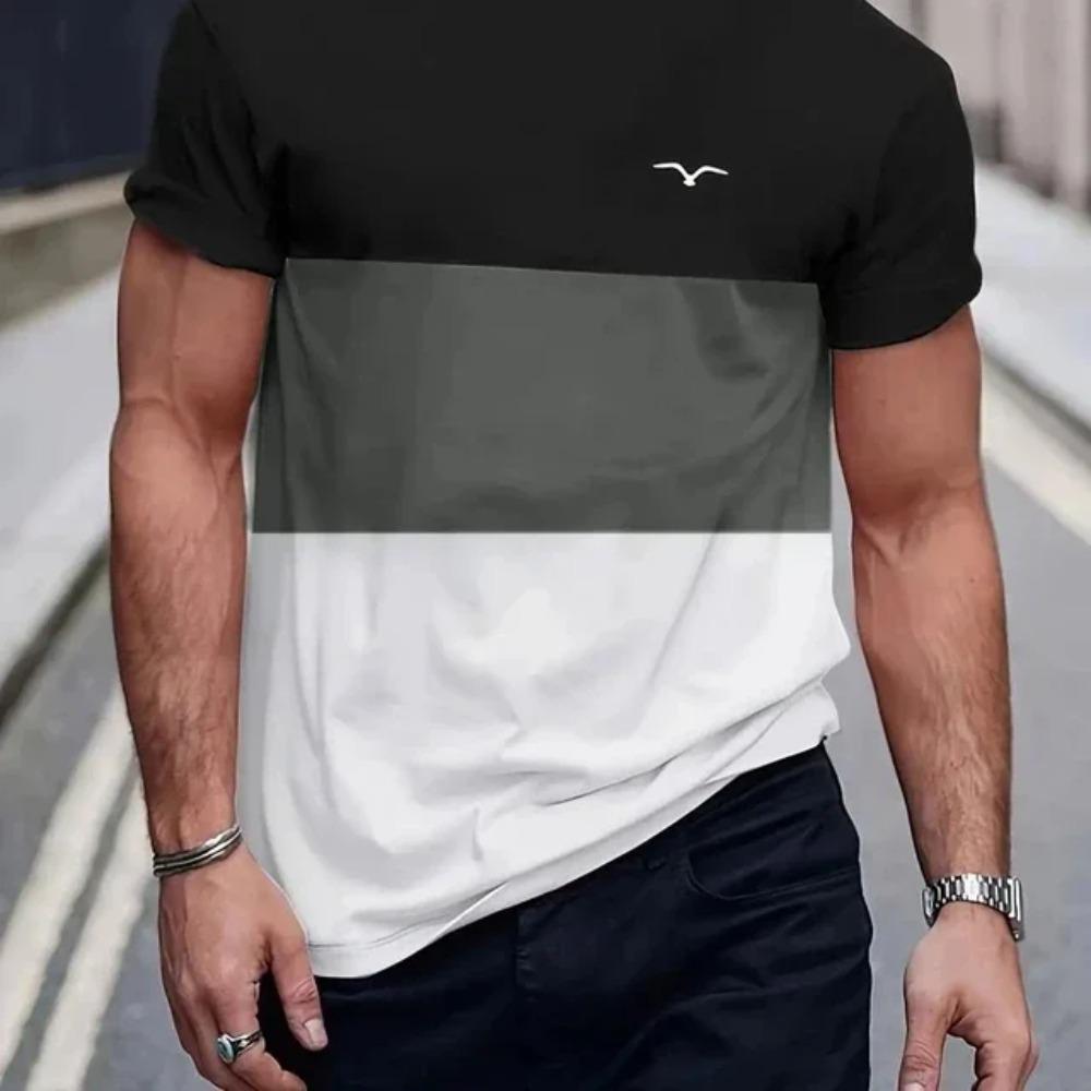 T-shirt Décontracté pour Homme Imprimé 3D à Rayures T-shirt Homme Manches Courtes Oversize Été Pull Simple Mode Atmosphérique T-shirt Simple