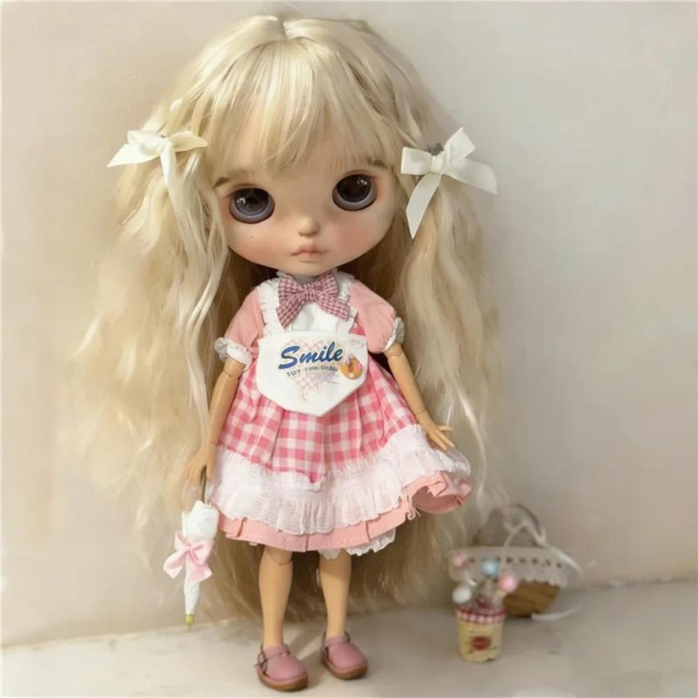 For Blythe Doll Winter Flower Coat Outfit Clothing Princess Dress Skirt Lace Maid Fastfood M Clothes OB24 OB22 1/6 Accessories