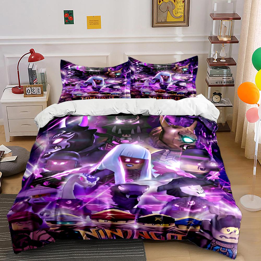 Multiple Sizes Cartoon Ninja Game Printed Bedding Set 1 Duvet Cover 2 Pillowcases Boys Girls Children Luxury Gifts