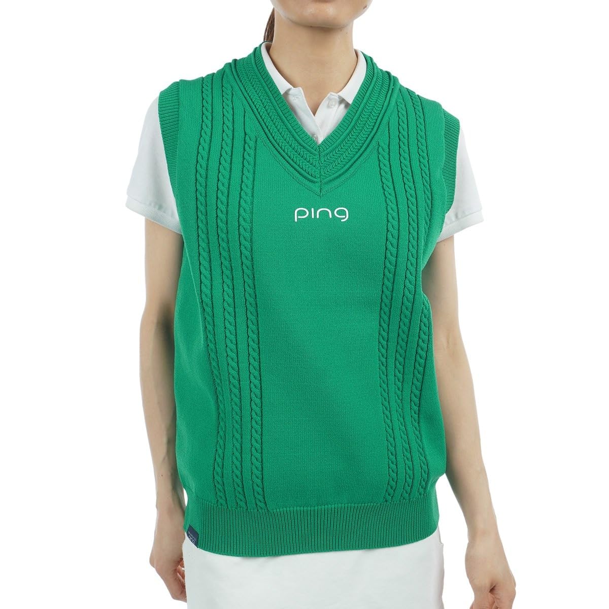 

knit vest Golf S [Pin Apparel] Women s V-neck (cable knit) / / 622-5174300 140_Green