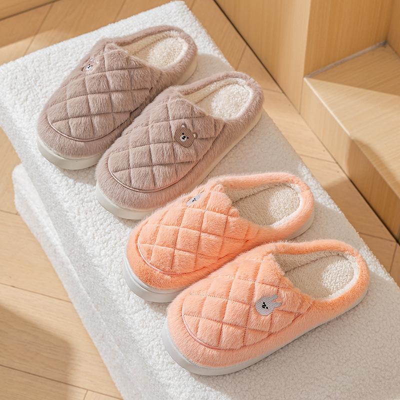 Cotton Slippers Home Autumn and Winter Warm Cotton Shoes 2025 New Thickened Velvet Non-slip Cotton Drag Couple Hair Slippers