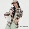 Women's Retro Plaid Brushed Cotton Shirt Jacket with Lapel - Long Sleeve, Spring