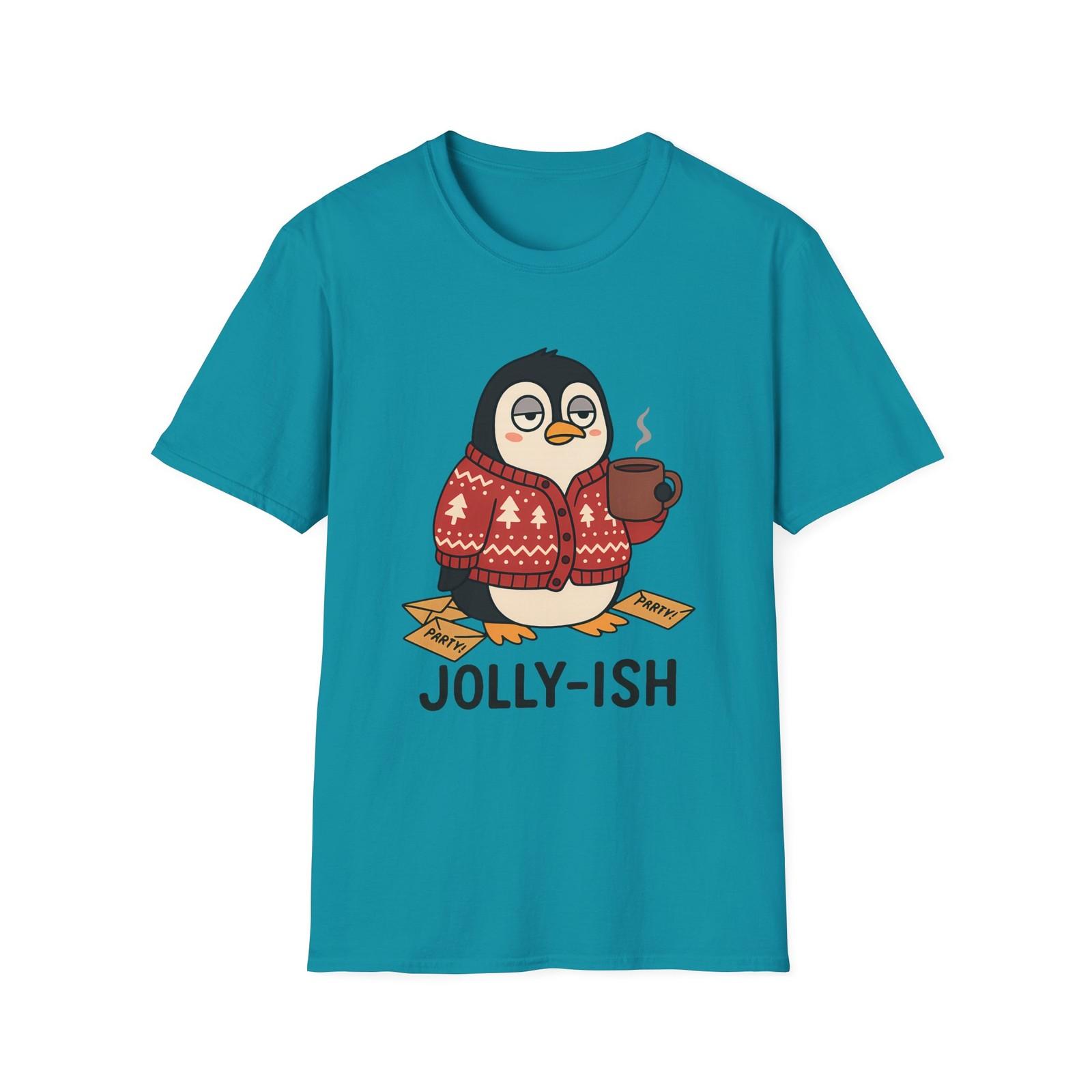 Unisex Softstyle T-Shirt Mens Womens Tees Top Penguin Holiday Sweater Christmas Jolly-ish XL