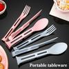 1pc Portable Cutlery Set Wheat Straw 3-in-1 Detachable Cutlery Travel Picnic Camping Cutlery Set