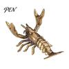 Pen Holder with Whisker Details Brass Lobster Figurine, Multifunctional Ornament for Tea Pet Lid Rest Brush Practical Desk Paperweight, Cute