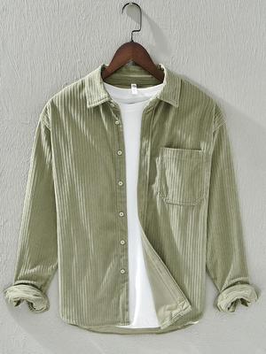 Autumn Corduroy Parent-Child Long-Sleeve Men's Casual Retro Shirt