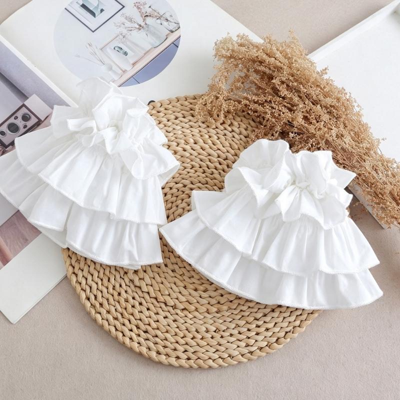 White Detachable Puff Sleeves with Stretch Openings for Off Shoulder Dress Styling and Photo Ready Wear