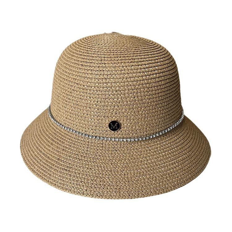 Spring and Summer British Retro M Standard Straw Hat Travel Vacation Sun Hat Women's Simple Casual Straw Weaving Sun Hat