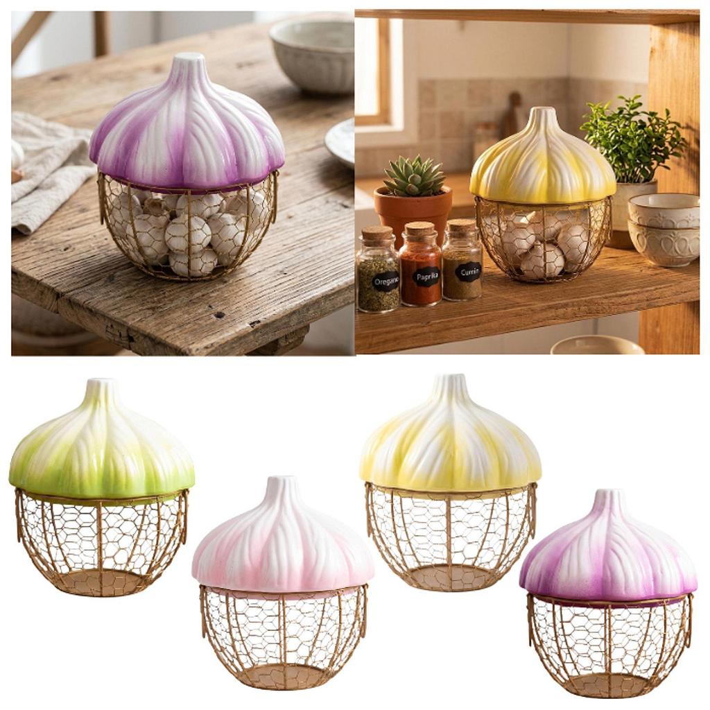 Egg Basket Ginger Garlic Storage Basket Decorative Portable with Handles Versatile Fresh Egg Holder Ceramic Holder for Ginger