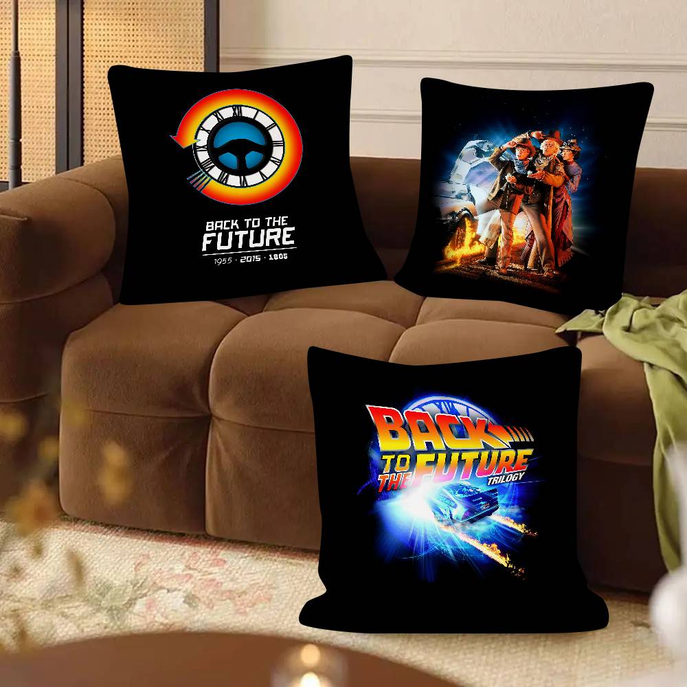 Cartoon Classic Movie B-Back To The F-Future Pillow Case Fashion Square Pillowcase Bedroom Sofa Room Ins Decoration Leisure