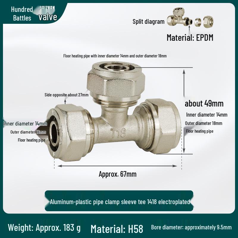 Copper-Aluminum Pipe Fittings for Heating Systems - Male & Female Thread Tee Elbow.