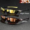 2 Pieces Fashion Vintage Sports Sunglasses Men Women Fishing Running Cycling  Sport Man Sun Glasses Anti-Glare UV400 Eyewear
