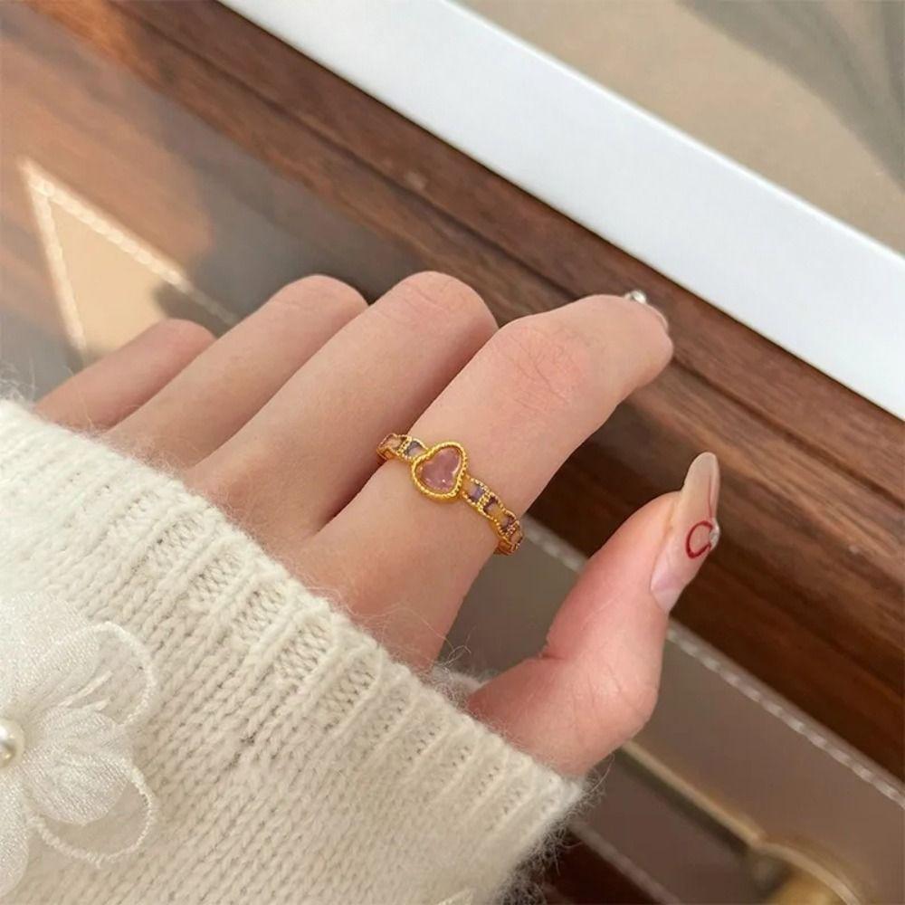 Lucky Vintage Rings Purple Gourd Metal Open Rings Temperament Enamel Finger Ring Ladies