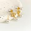 Elegant Pearl and Cubic Zirconia Stud Earrings: Versatile Two-Way Style for a Chic and Fashionable Look