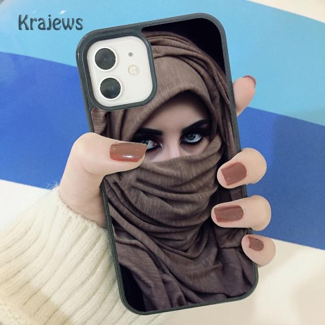 Krajews Arabska Kobieta z Nikabem Twarz oko Miękki Pokrowiec na Telefon dla iPhone 14 SE 6 7 8 plus XR XS 11 12 13 pro max Samsung S21 S22