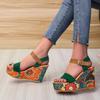 Shoes for Women Summer Wedge Sandals Retro Ethnic Printing Platform Shoes Ladies Casual Ankle Comfortable Sandalias De Mujer
