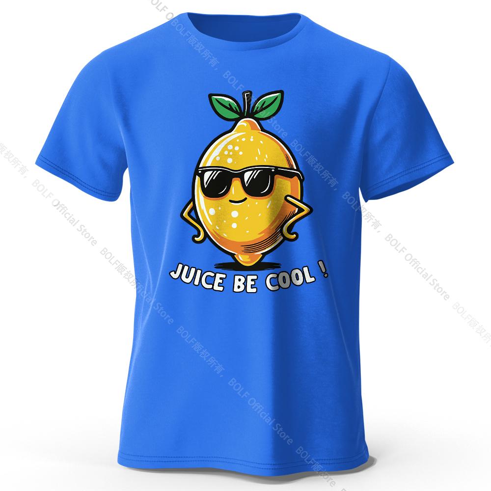 Men's Juice Be Cool Printed T-Shirt 100% Cotton Oversized Fruit Pun Graphic Tees for Women Summer Tops Chill Streetwear
