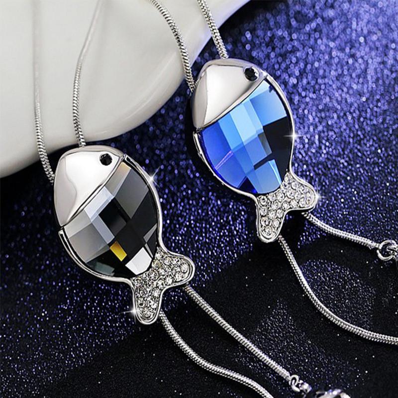 Korean Style Fashionable Long Necklace With Eyecatching Fish Pendant For Casual Wear