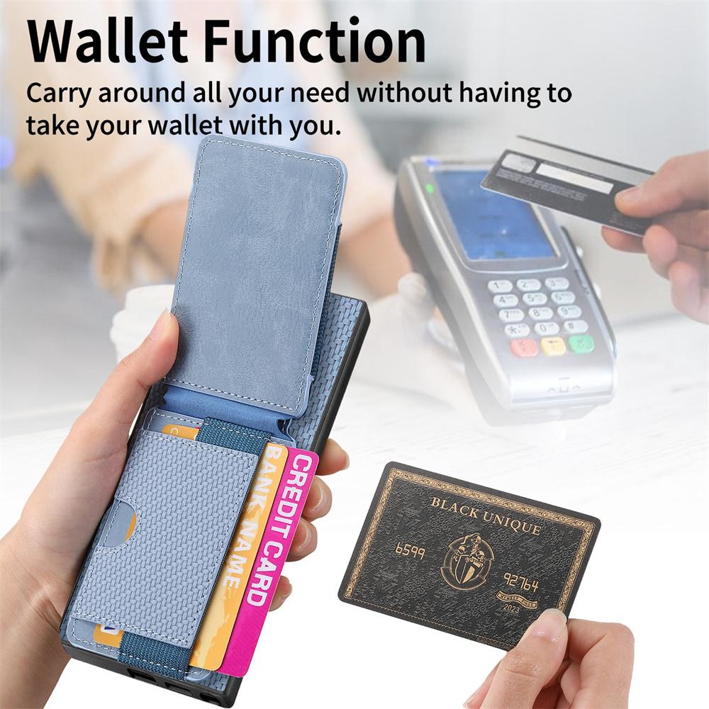 Carbon Leather Wallet Card Slot Cover for Samsung Galaxy A16 A06 A36 A56 A55 A35 5G S25 S24 S22 Ultra Plus S23 S21 FE Phone Case