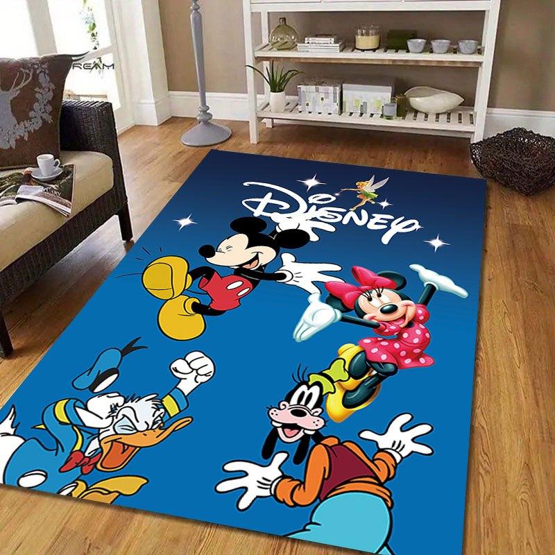 1 szt. Dywanik z Myszką Miki i Minnie, Mata podłogowa antypoślizgowa, Wzór z postaciami z kreskówek, Miękki aksamit, Wystrój pokoju, Zmywalny