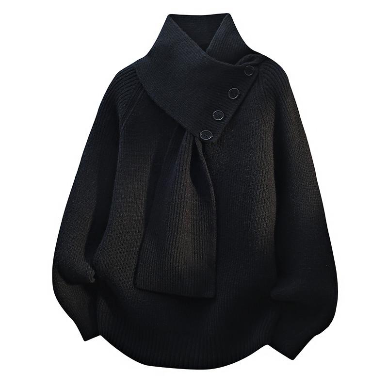 Autumn and Winter Ins Lazy Style Thick Scarf Sweater Men's Korean Version Trendy Loose Solid Color Base Knit Sweater