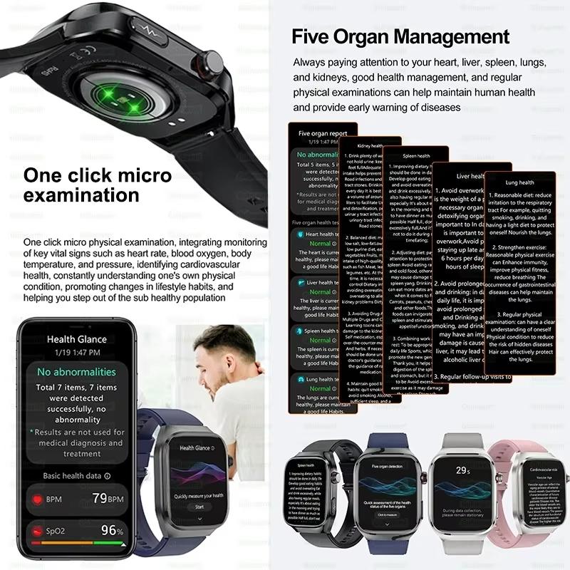 2025 New Uric Acid Blood Lipids Smart Watch Men ECG+PPG Blood Pressure Blood Oxygen Bluetooth Call Health Smartwatchs for IOS Android