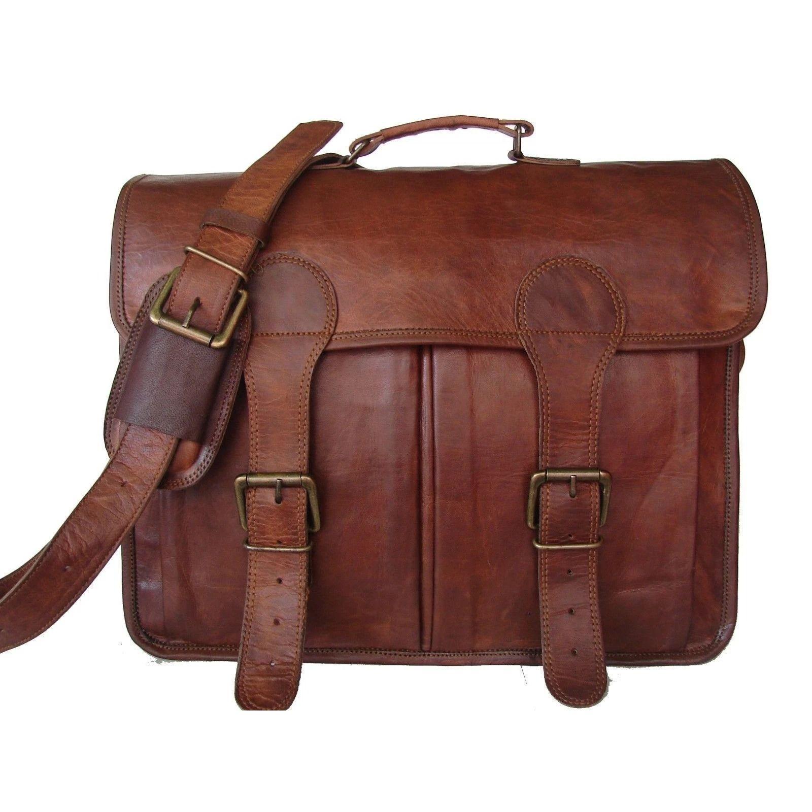 

Мужской винтажный портфель из натуральной кожи, сумка-мессенджер, наплечная сумка, сатчел, для бизнеса 16 x 12 x 5 in