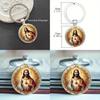 Contemporary Heart Jesus Pendant Glass Keyring With Alloy Material For Celebration And Holiday Gifts