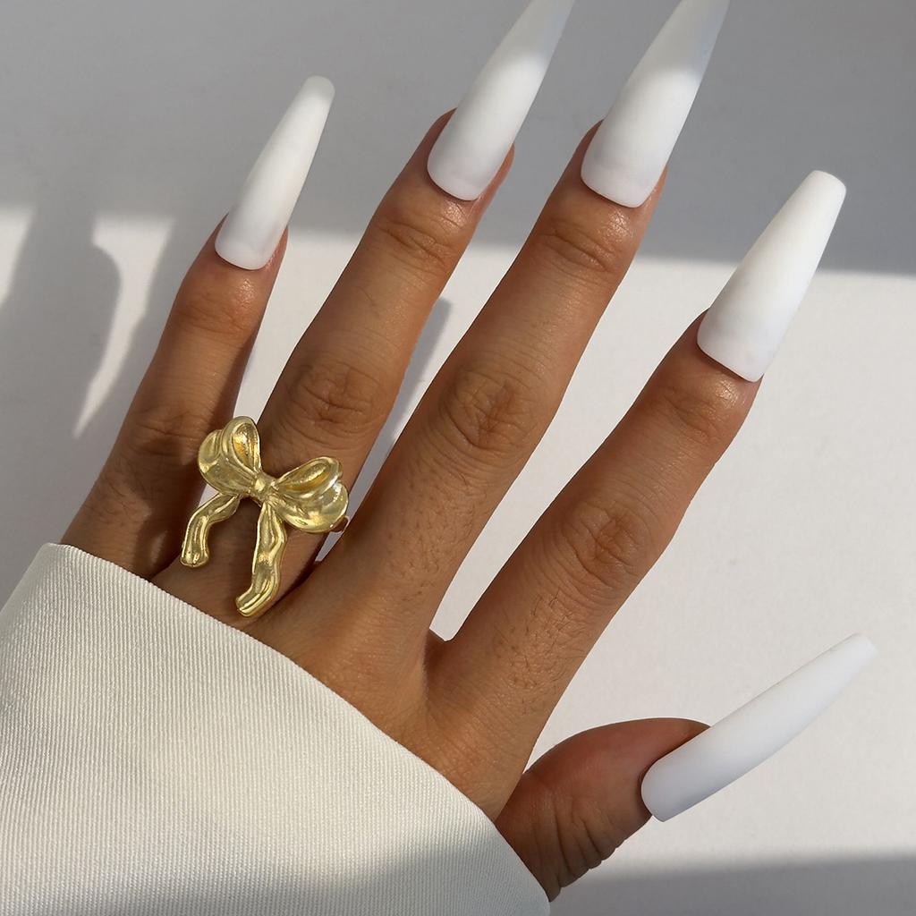 European and American Simple Straight Line Adjustable Ring, Hip-hop Style, Geometric Irregular Opening Bow Ring