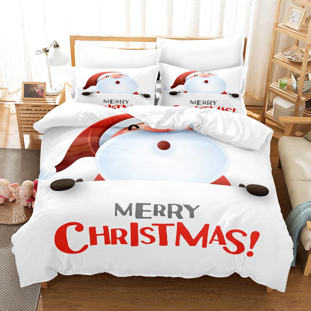 Christmas-Themed 3D Digital Printing Three-Piece Bedding Kit, Snowman Series