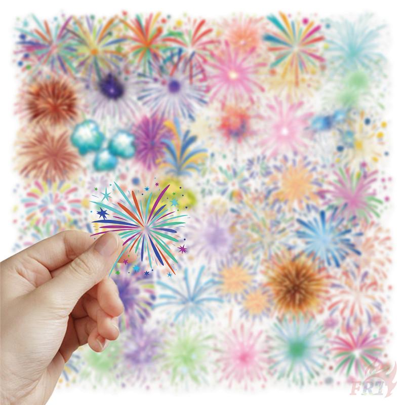 50Pcs/Set Watercolor Fireworks Art PET Stickers Waterproof DIY Fashion Doodle Decals Stickers