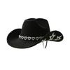 Popular love rhinestone cowboy hat women's western woolen big brim sun hat fashion personality trend hat