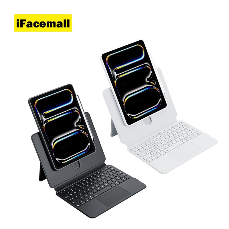 IFacemall 2025 New Custom Oem Pencil Holder PU Leather Smart 360 Rotation Wireless Keyboard Case for Ipad Pro 11inch 2/3/4th Gen