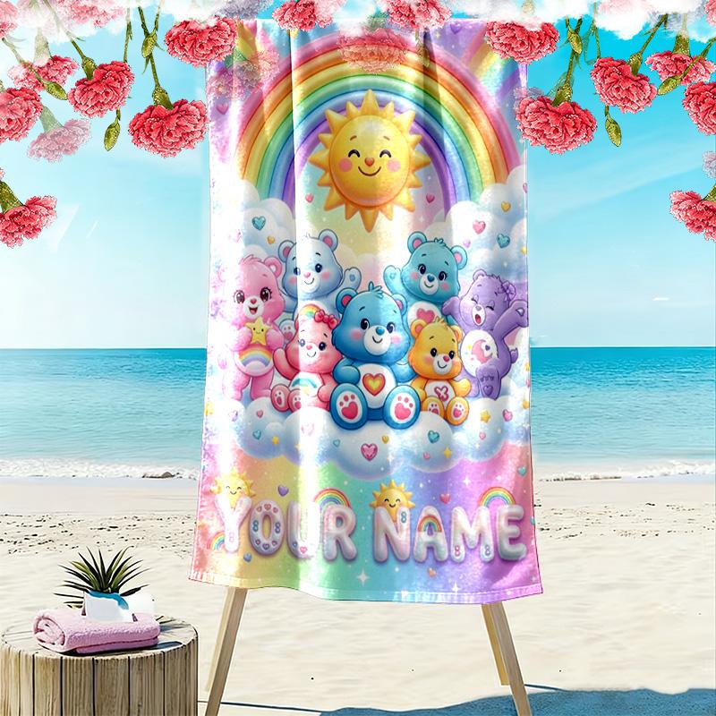 Name Custom CARE BEARS Print Beach Towel, Large Soft Quick Dry Towel for Beach Camping Swimming