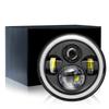 7 Inch Round H4 LED Headlight with Angel Eye Halo Ring, Integrated High Low Beam Projector Lens Headlamp, Aviation Aluminum Super Bright Front Light