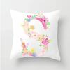 Flower 26 Letters Alphabet Decorative Cushion Cover Polyester Pillowcase Throw Pillow Cover Home Decor Fundas De Cojin 45X45Cm