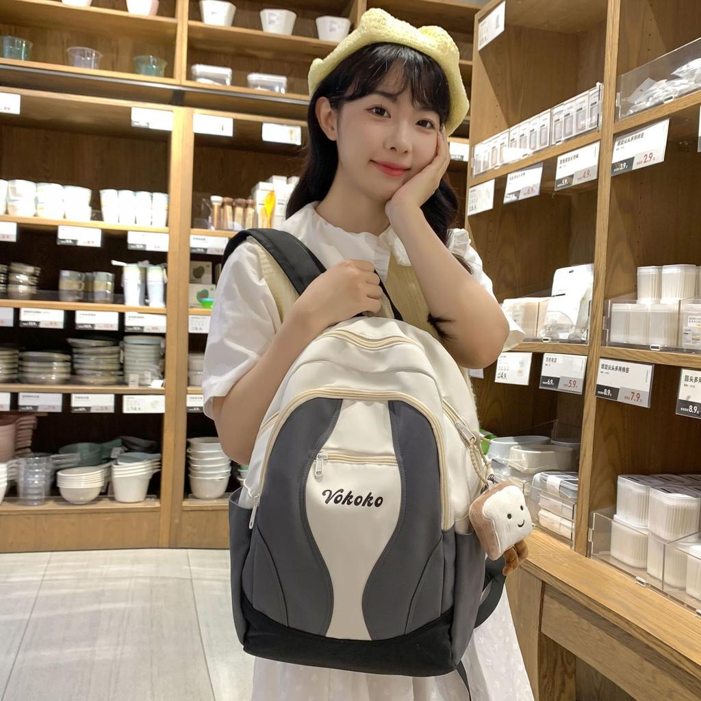 Dopamine student schoolbag high school simple ins high value backpack large capacity bag travel light backpack women