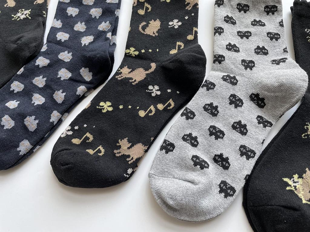 Cat Print Socks Cute and Set of Your Women's Set, Stylish, 5-Pair (Pattern Choice)