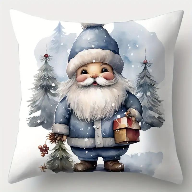 1pc Christmas Pillow Cover.reindeer,snowman,and Santa Claus Patterns Soft Throw Pillow Cover,zipper Closure for Sofa Decoration