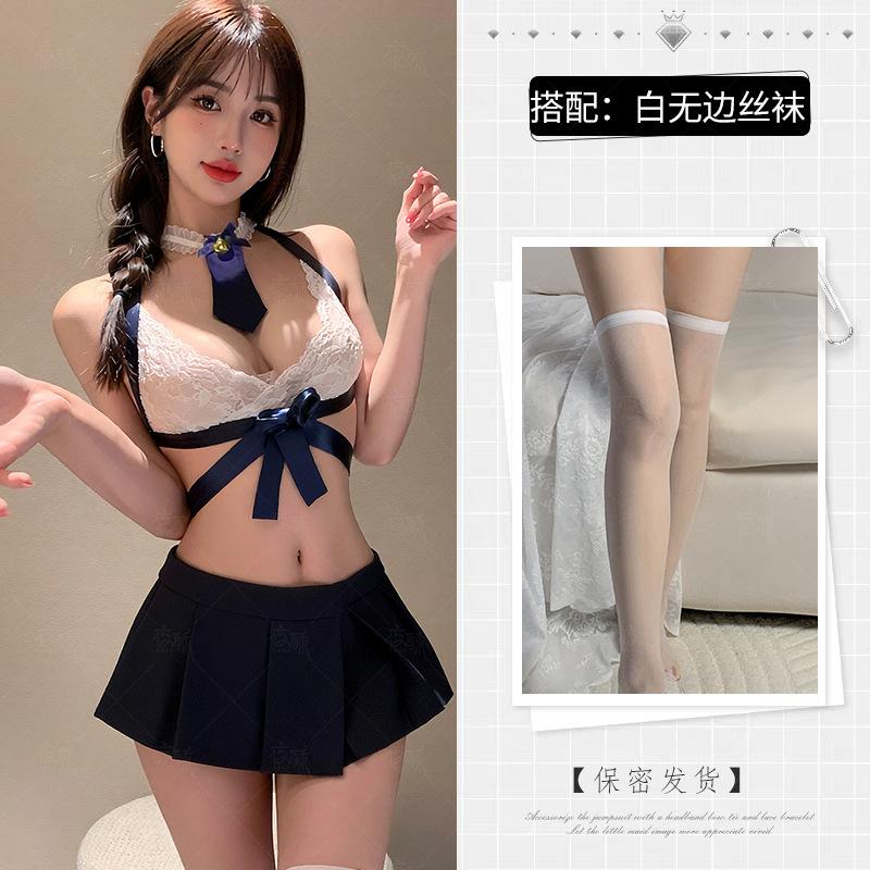Zimei night crisp sexy underwear sexy student super short temptation pleated skirt uniform suit hair jk cute little chest